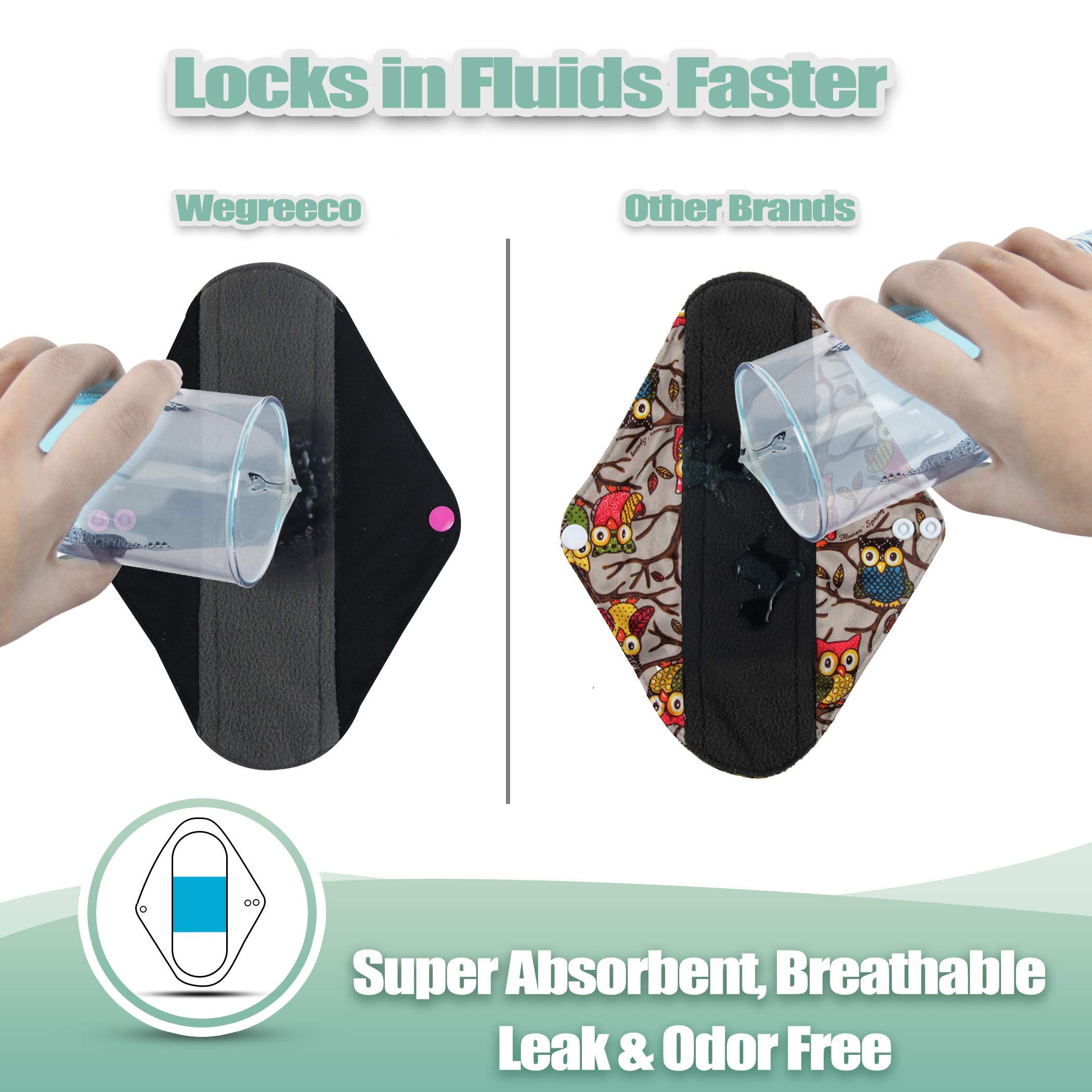 Reusable Sanitary Pads, 6 Pack with 1 Cloth Mini Wet Bag