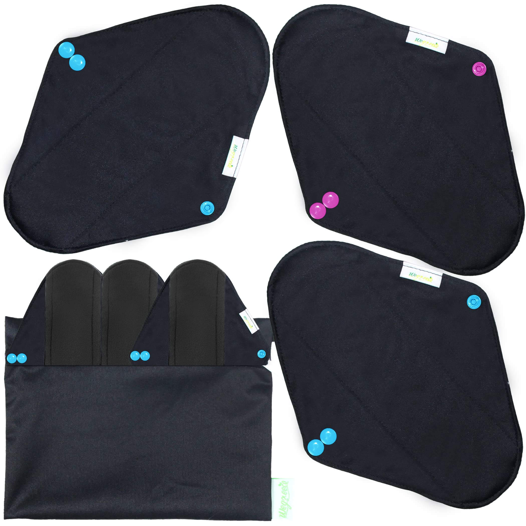 Reusable Sanitary Pads, 6 Pack with 1 Cloth Mini Wet Bag