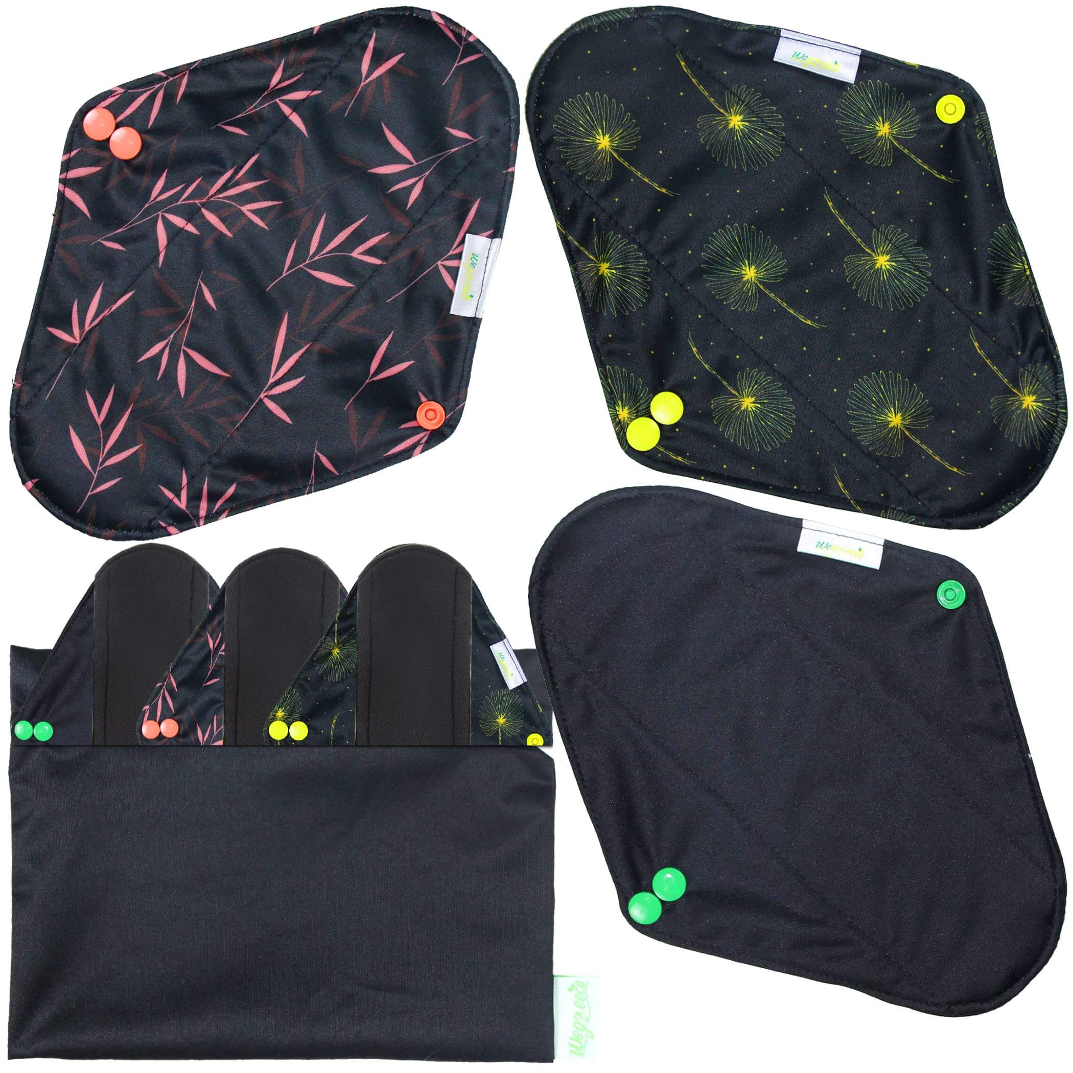 Reusable Sanitary Pads, 6 Pack with 1 Cloth Mini Wet Bag