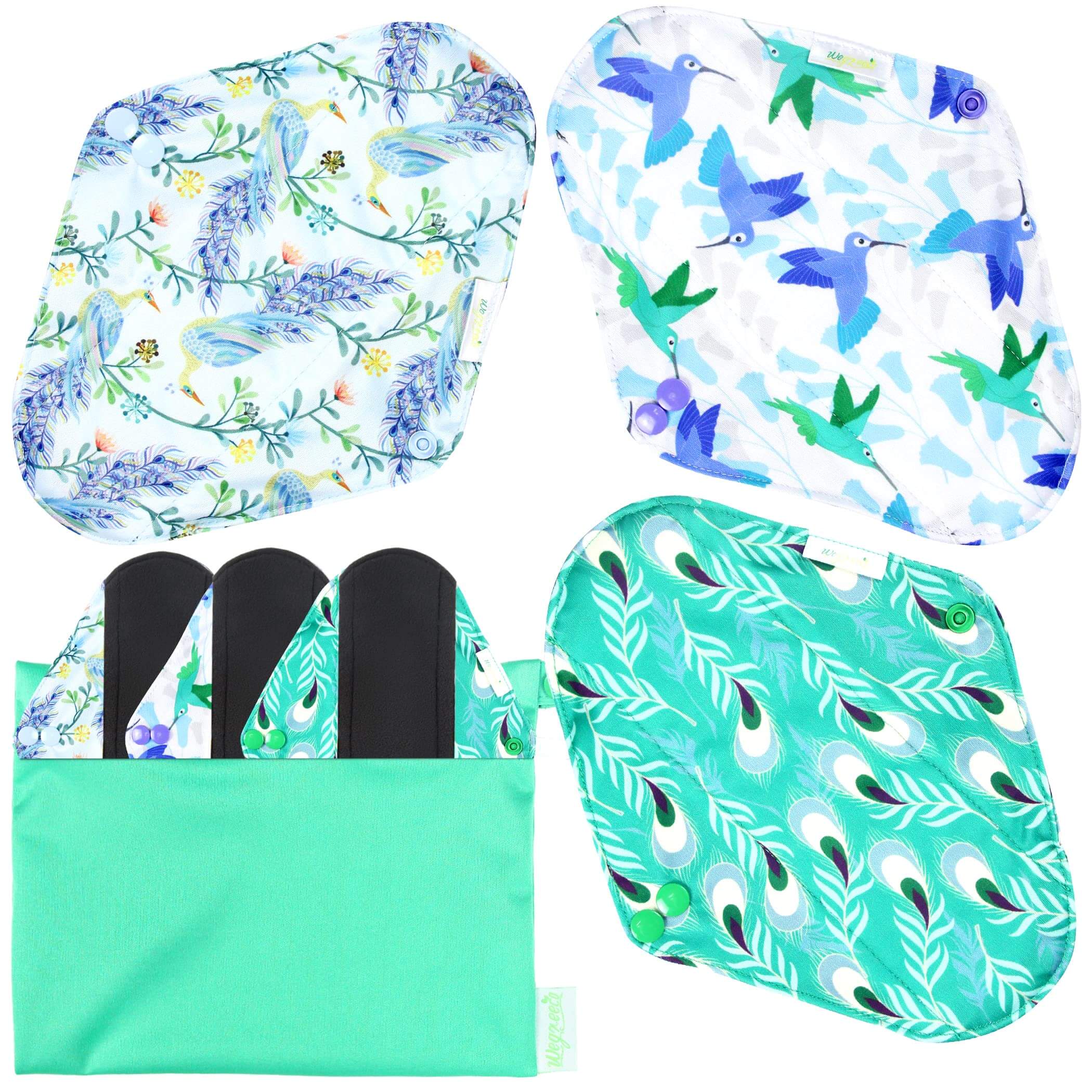 Reusable Sanitary Pads, 6 Pack with 1 Cloth Mini Wet Bag