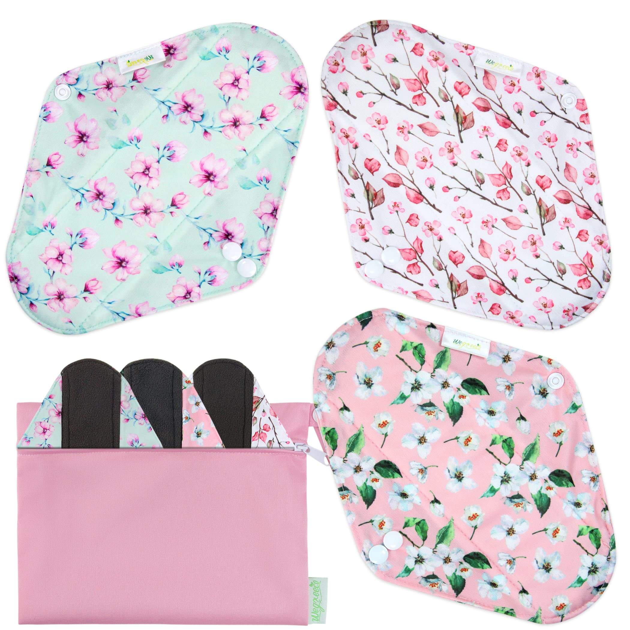 Reusable Sanitary Pads, 6 Pack with 1 Cloth Mini Wet Bag