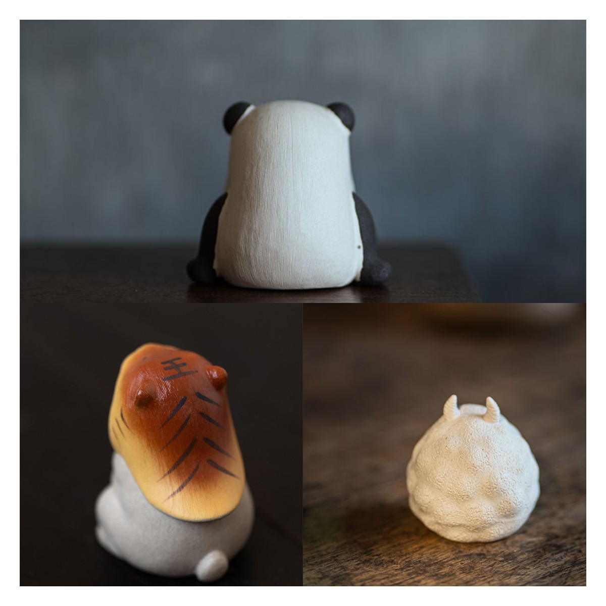 Handmade Tea Pet Set, Ceramic Panda/Rabbit/Hamster Figurine, Made of Yixing Zisha Clay