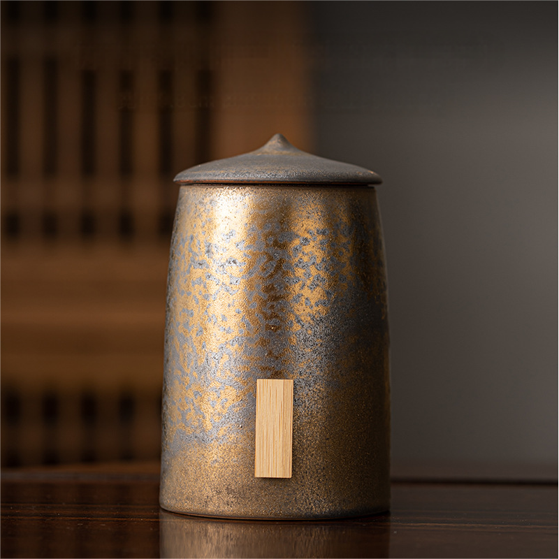 Rust-Glazed Tea Canister 2 Styles Large Volume