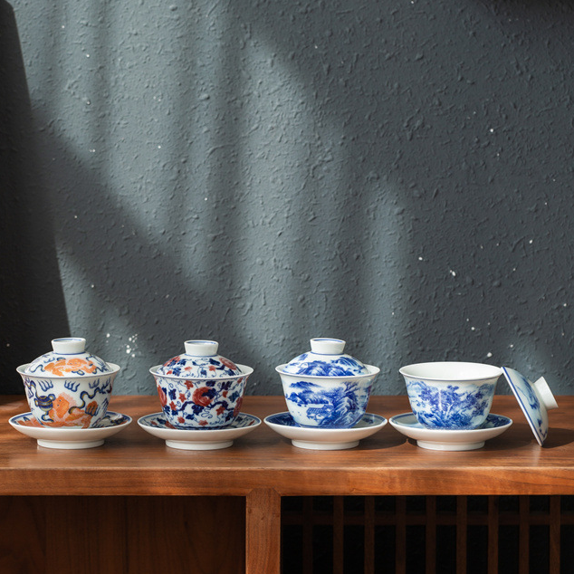 Collection of Classic Pattern Gaiwan with Saucer 160ml