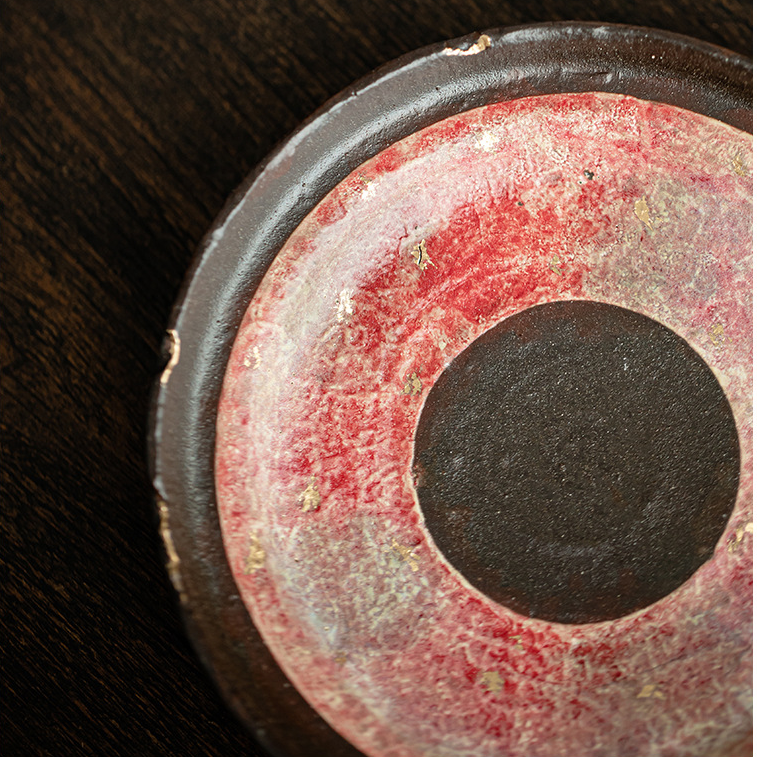Japanese Style Red Stoneware Saucer For Teapots