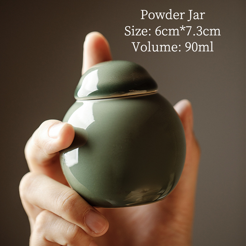 Vintage Style Brass Incense Tool Set with Celadon Ceramic Container, Incense Making Tool Kit