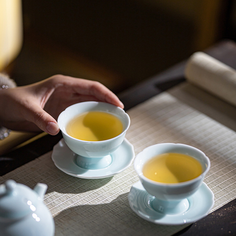 Shadow Blue Porcelain Tea Cup with Saucer 75ml
