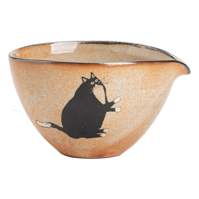 Japanese Shino Ware Style Black Cat Pitcher 160ml