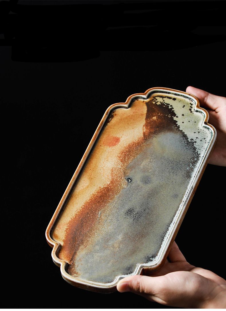 Mars Surface Tea Tray, Kungfu Tea Serving Tray, Ceramic Chinese Teaware