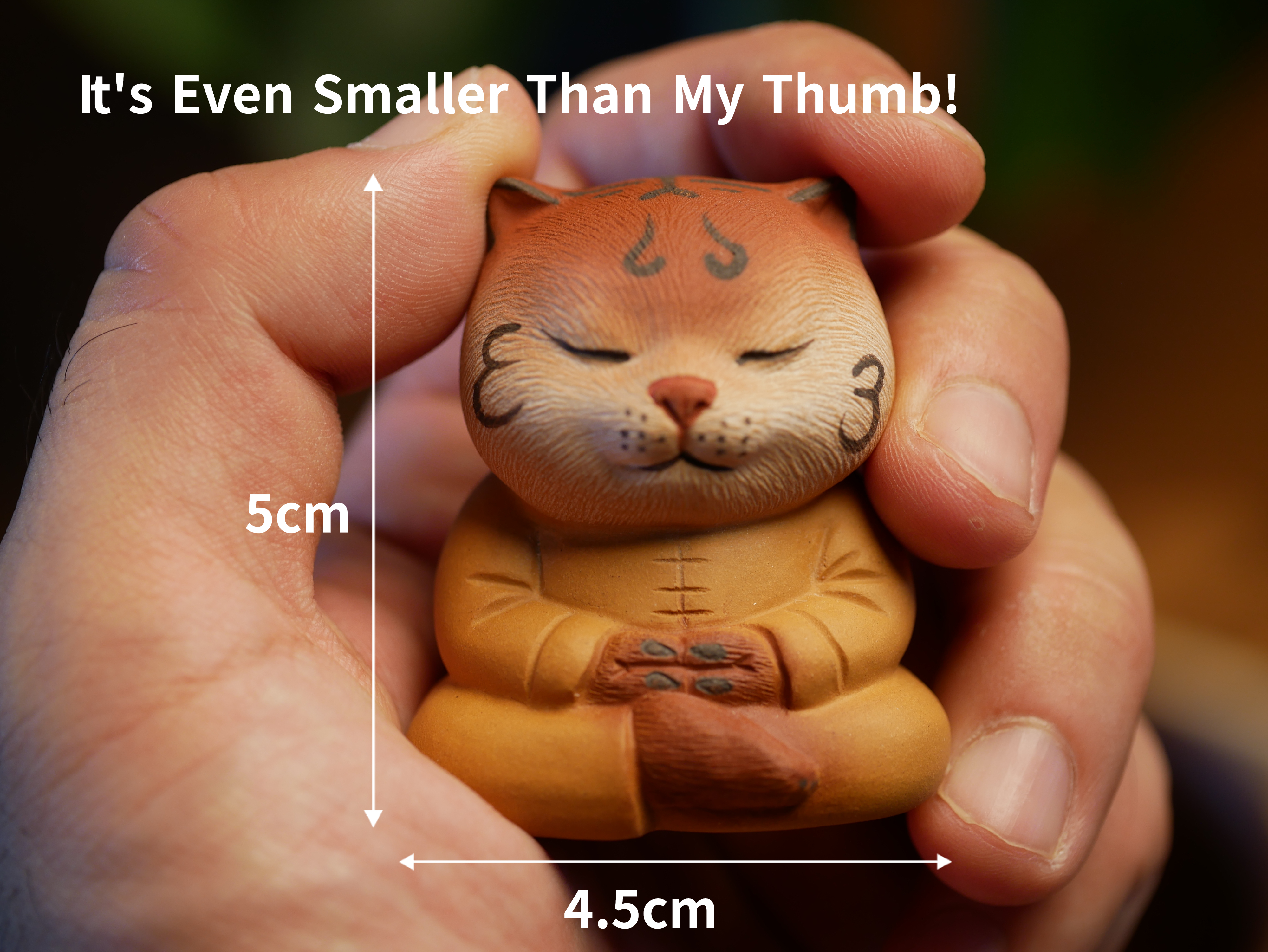 Kung Fu Tiger in Meditation, Ceramic Figurine, Yixing Purple Clay Tea Pet