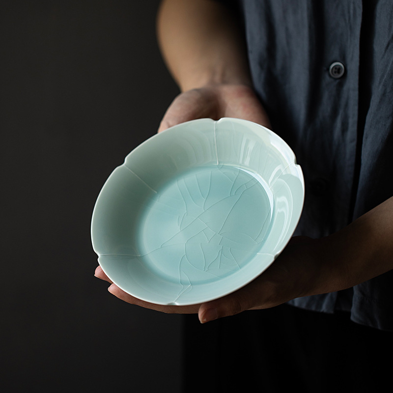 Lake Cyan/Lime White Porcelain Saucer 