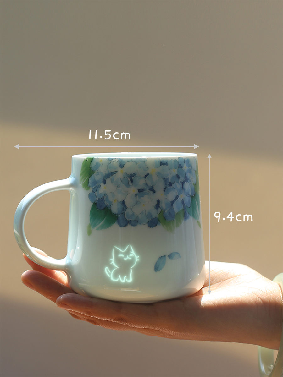 Glow Kitty Mug 360ml Decorated with Wisteria