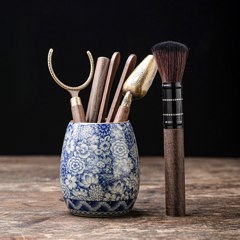 Myriad of Flowers Tea Ceremony Tool Kit, Kung Fu Tea Accessories Set with Container