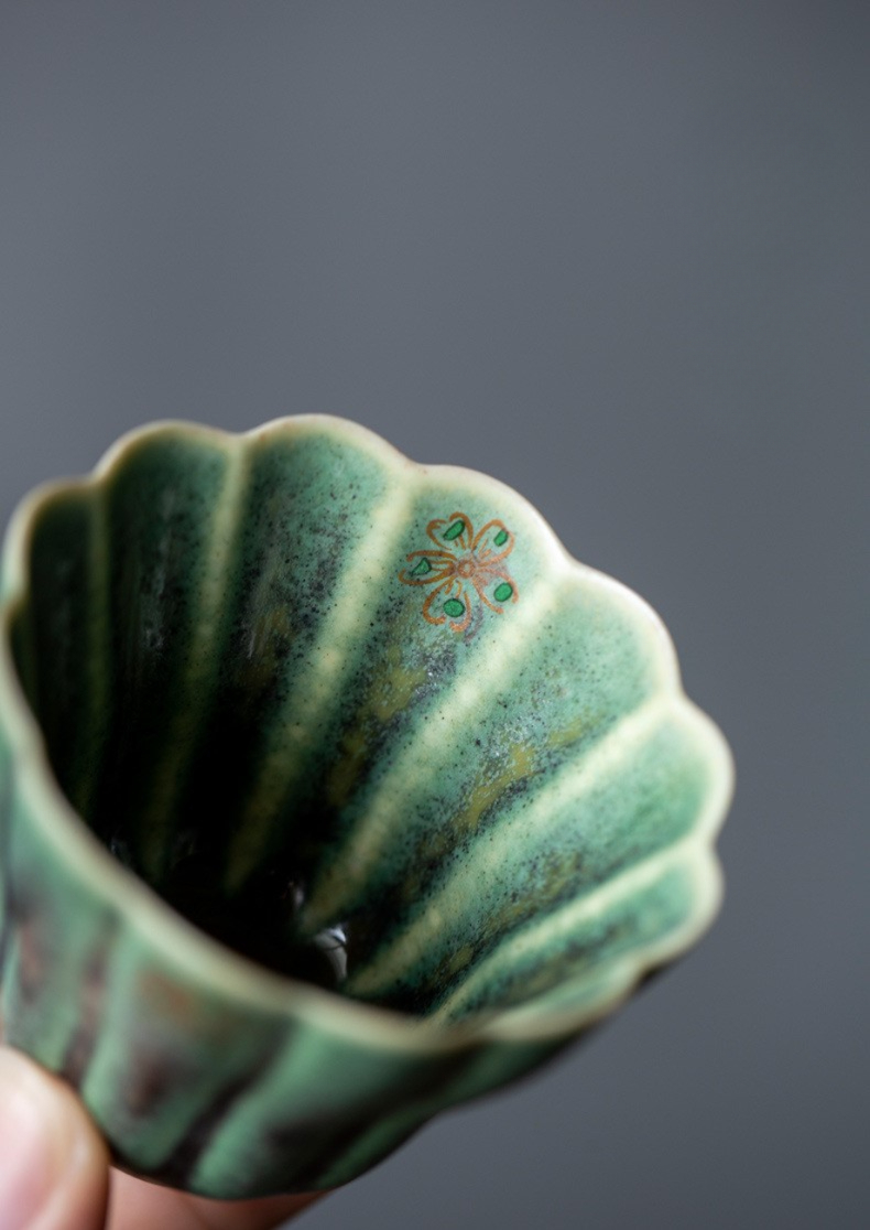 Retro Green Flambé Glaze Tea Cup, 2 Styles Optional