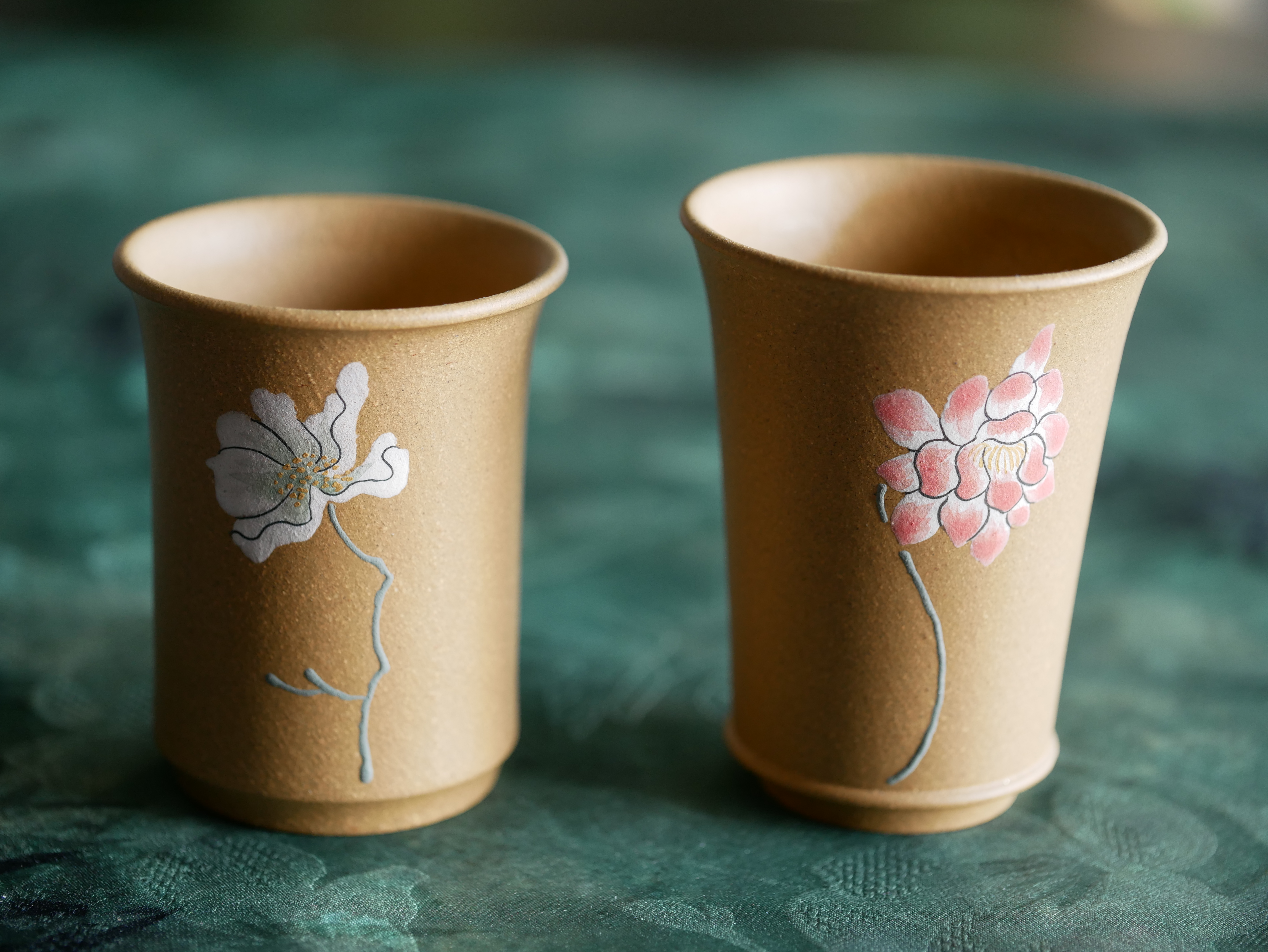 Handpaint Flower Purple Clay Tea Cup