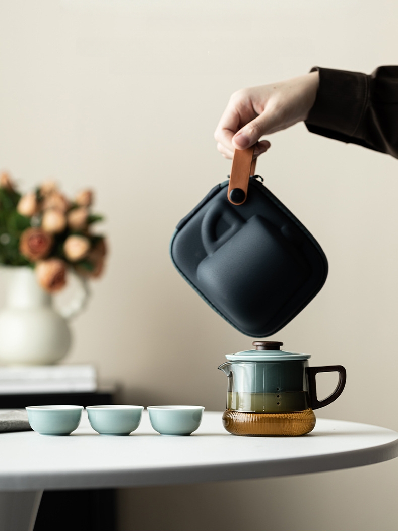 Modern Style Travel Tea Set 250ml, Teapot with infuser+3 Cups