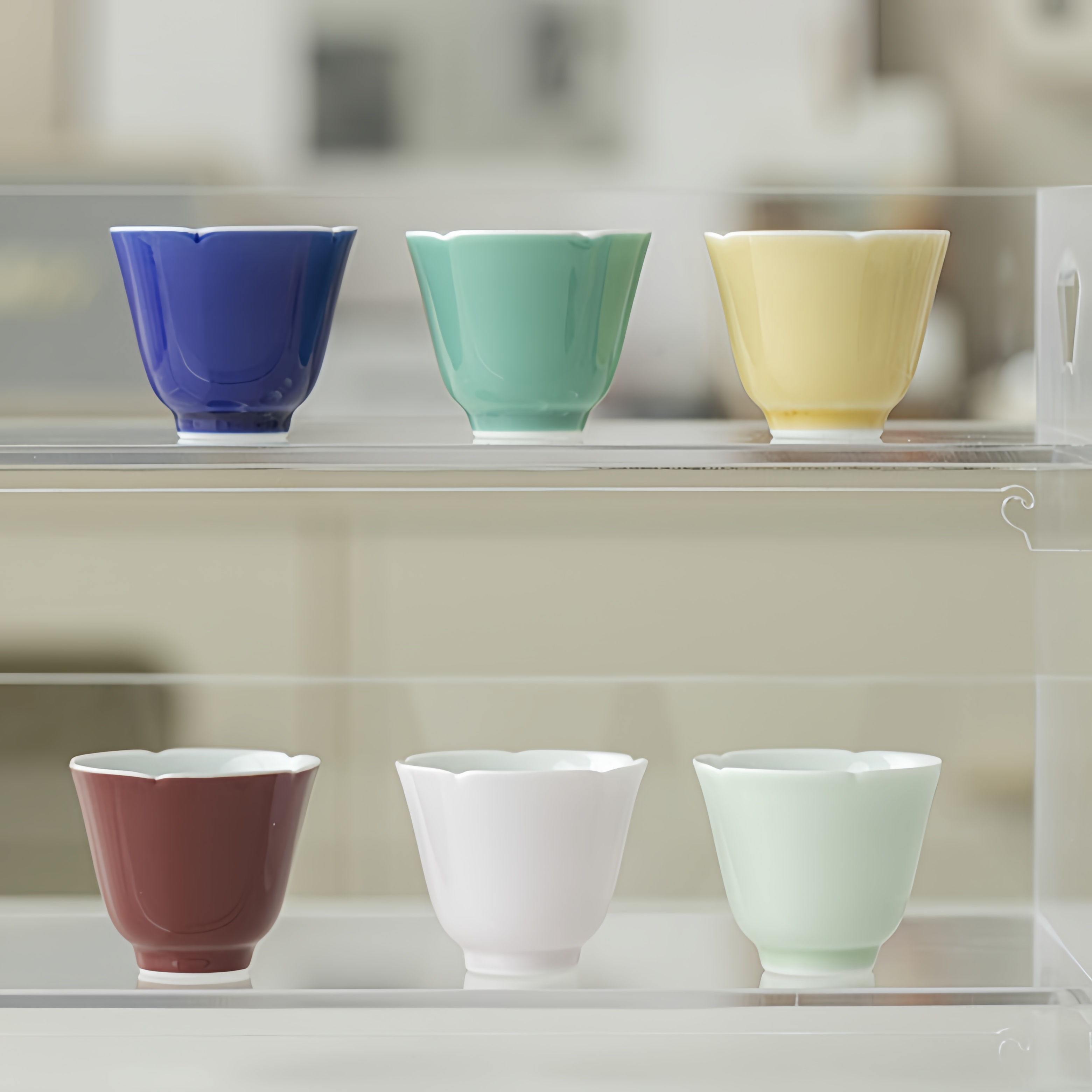 Monochrome Floral Porcelain Tea Cup 50ml, 6 Colors Optional