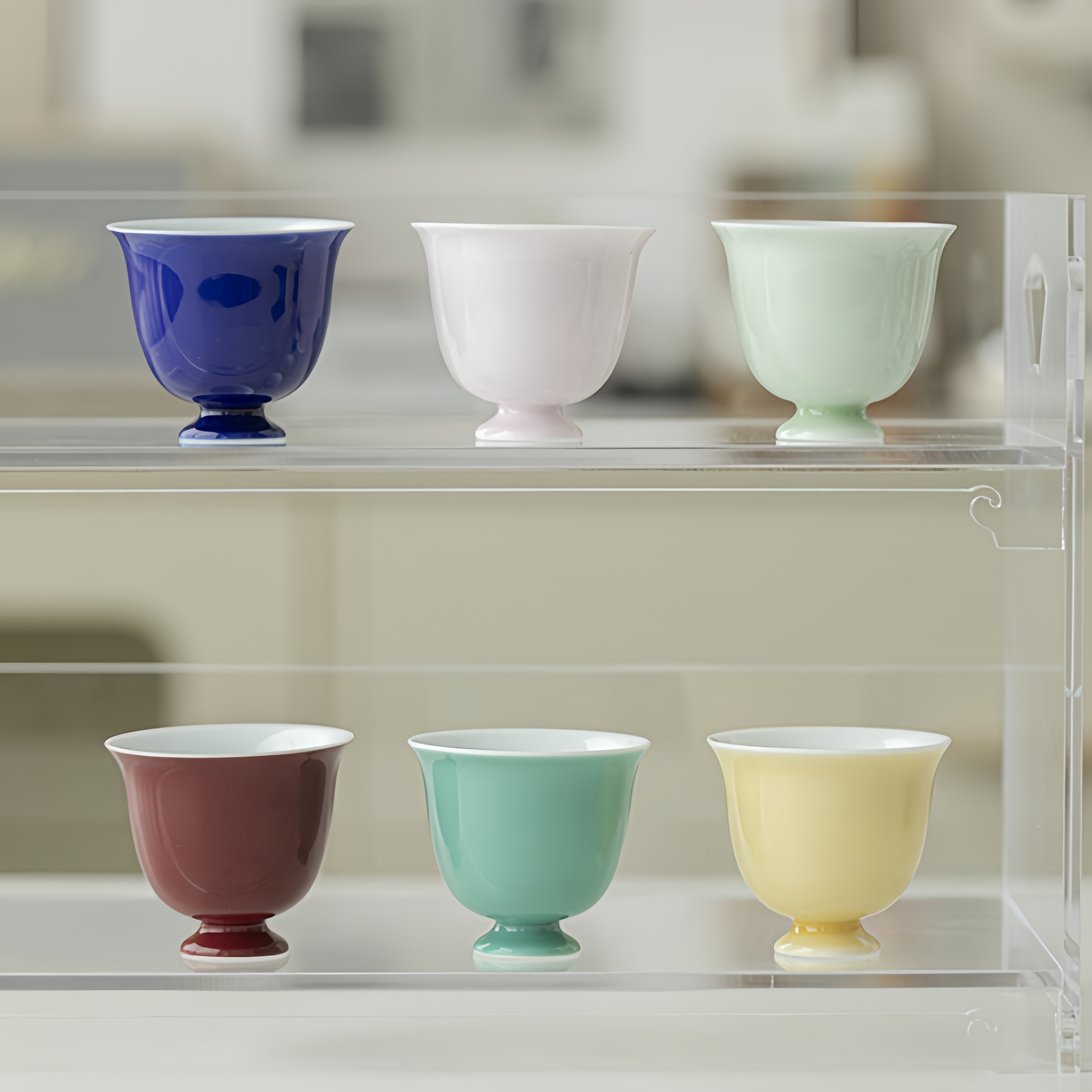 Monochrome Floral Porcelain Tea Cup 60ml, 6 Colors Optional