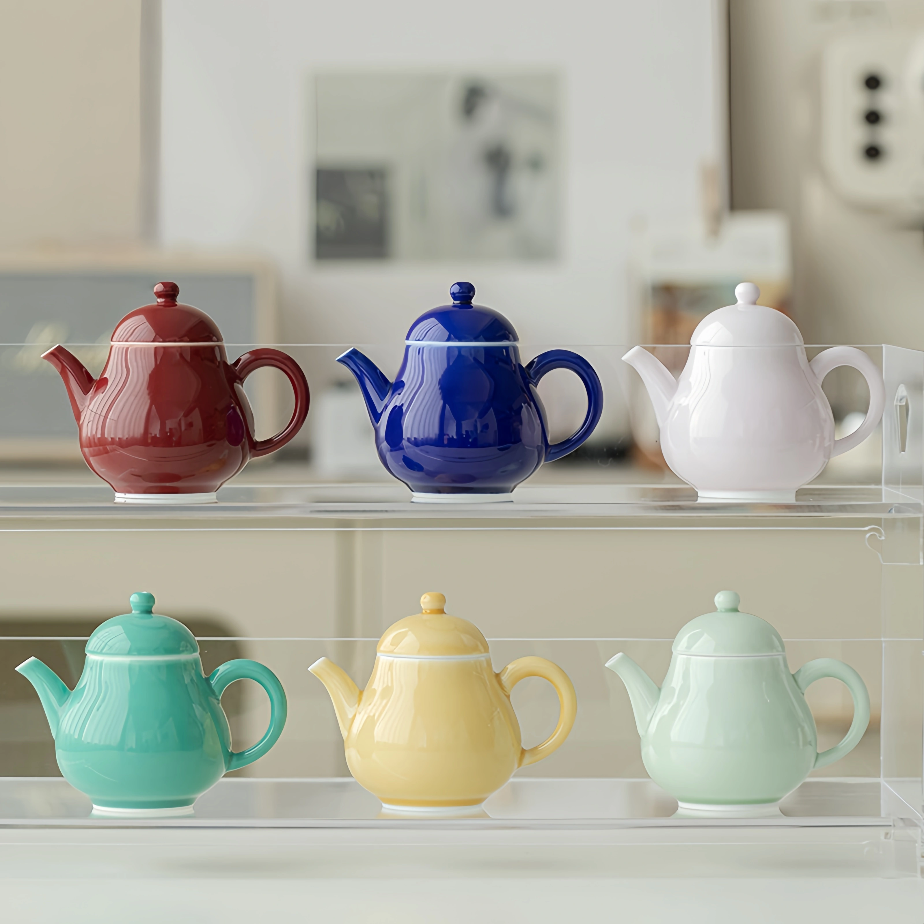 Monochrome Porcelain Teapot 135ml, 6 Colors Optional
