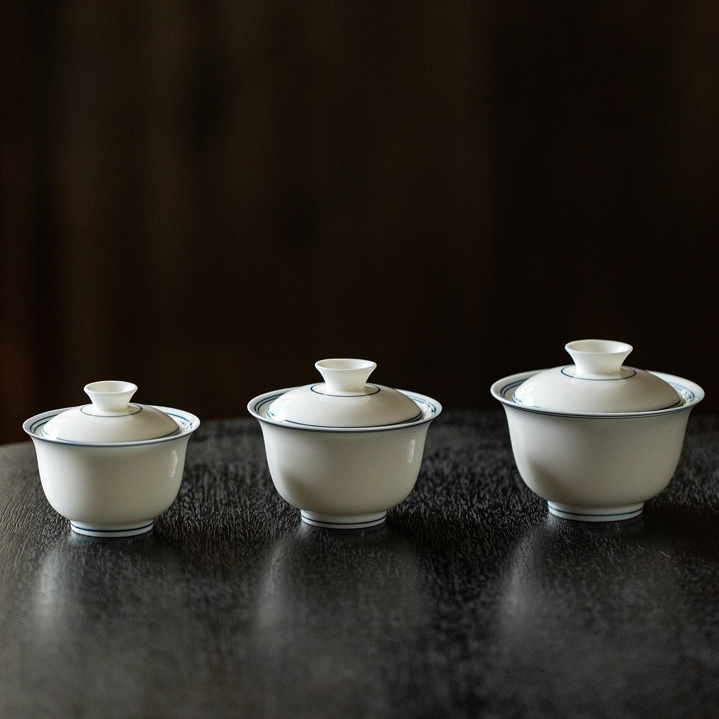 Dual-pinstripe Porcelain Tea Cup 50ml