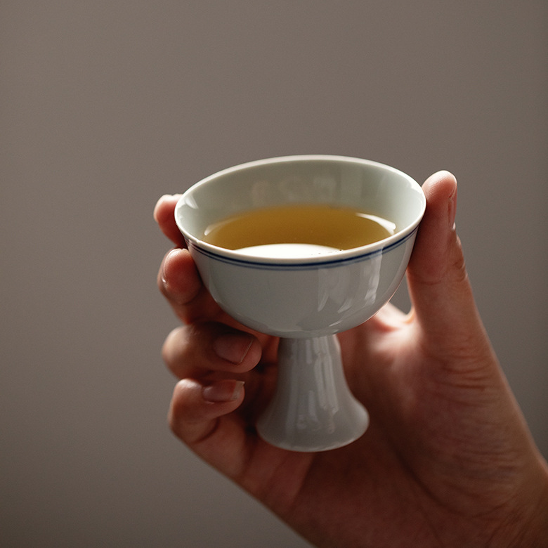 Dual-pinstripe Porcelain Tea Cup 70ml