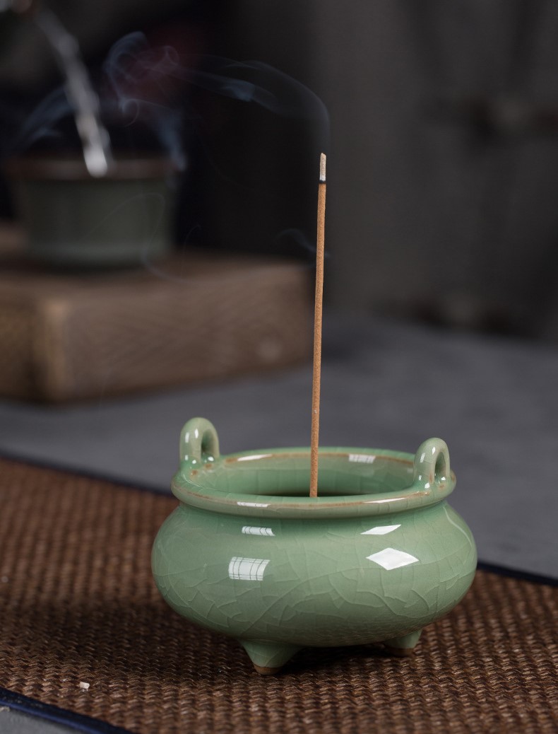 Ceramic Incense Burner, Classic Chinese Porcelain Color Glazed, 6 Colors Available