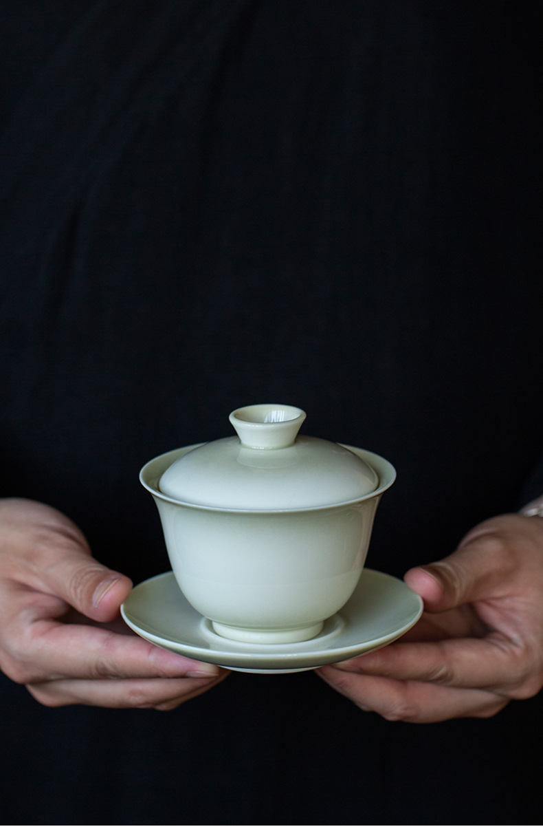 Ash White Gaiwan Set 170ml, Chinese Porcelain Kung Fu Tea Set