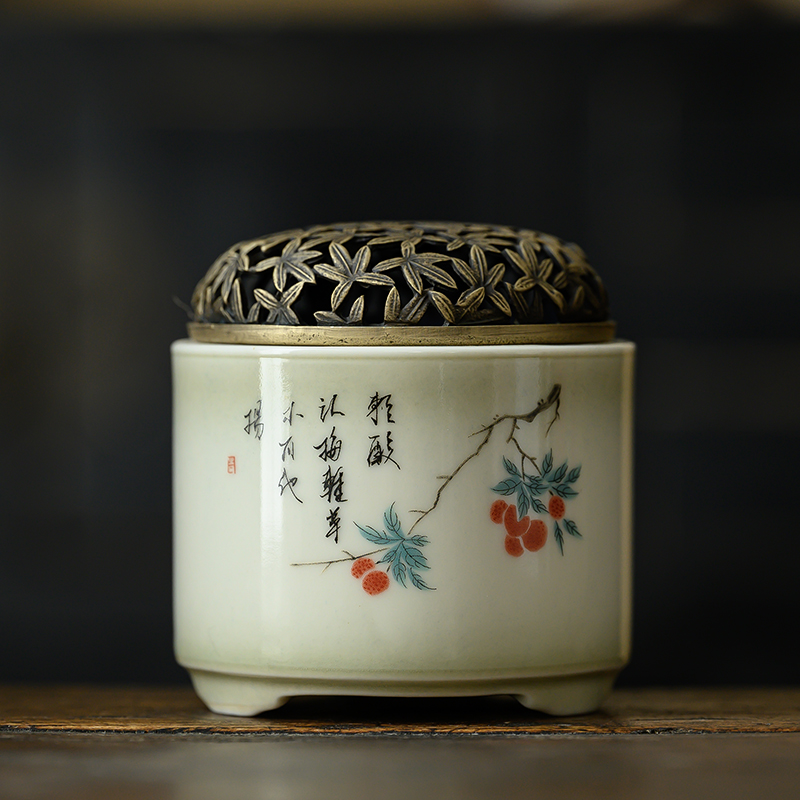 Ceramic Incense Burner with Brass Cover 6 Patterns Available