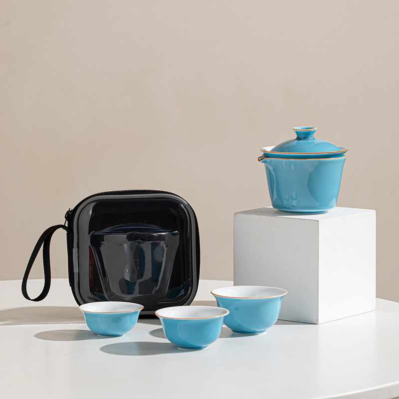 Minimalist Travel Tea Set, 4 Colors Available, Gaiwan*1+Pitcher*1+Cups*3