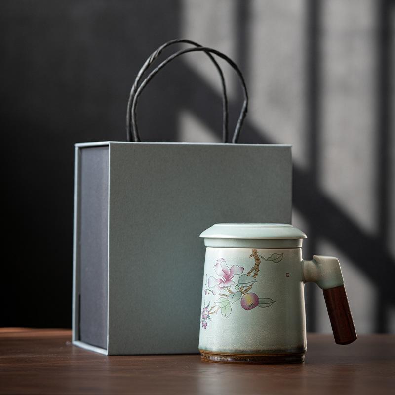 Tea Mug with Lid and Infuser 380ml, 5 Patterns Optional