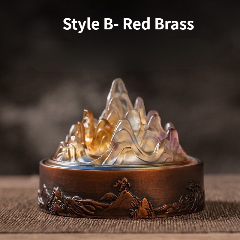 Glowing Moutain Incense Burner, Metal Burner+Glass Cover, Boshan Lu Incense Burner