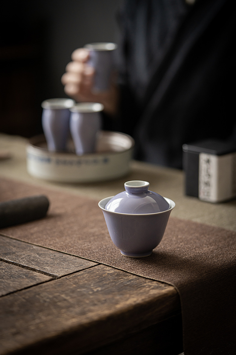 Ceramic Tea Tray with Chinese Poem Calligraphy, Kung Fu Tea Pot Holder Trivet