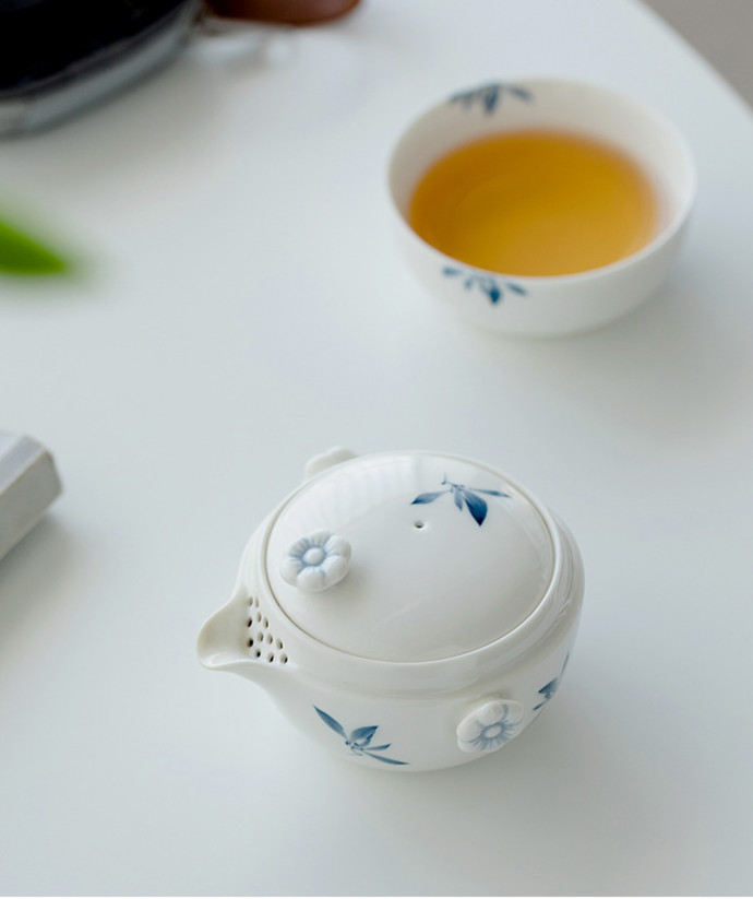 Japanese Style Travel Tea Set, 1 Glass Teapot+1 Ceramic Cup