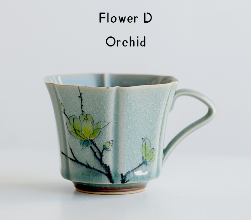 Flower Pattern Mug 180ml, Ice Crackle Porcelain Tea Cup Cappuccino Mug
