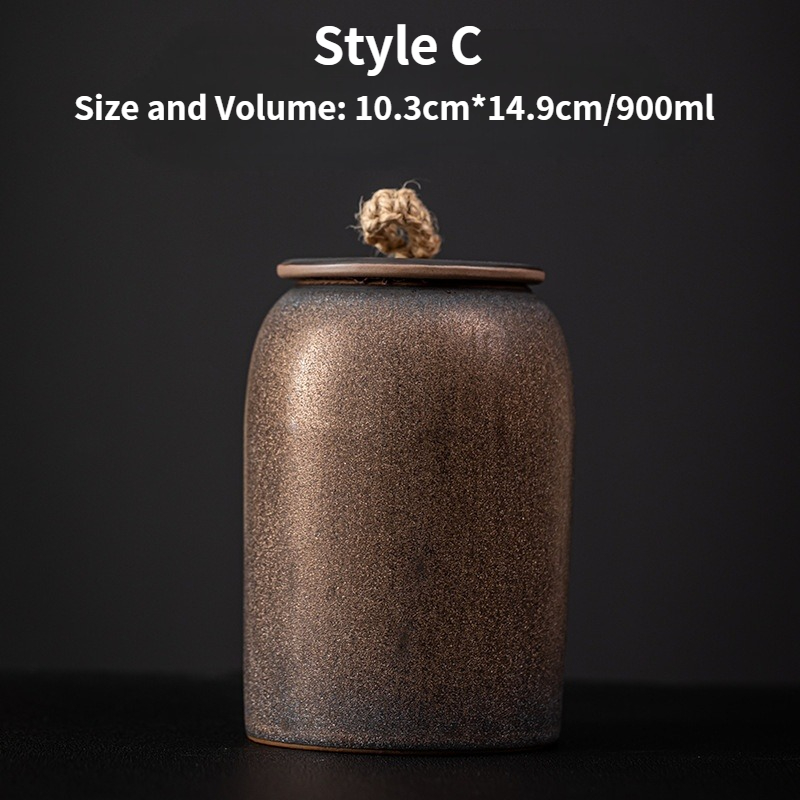Stoneware Tea Canister Sets, Japanese Style Rust-Glazed