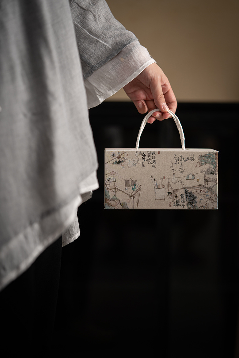 Yellow Tea Cup Set(3pcs) with Bamboo and Flower Deco