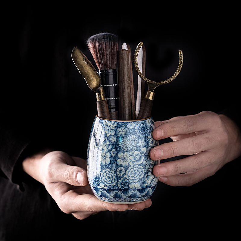 Myriad of Flowers Tea Ceremony Tool Kit, Kung Fu Tea Accessories Set with Container