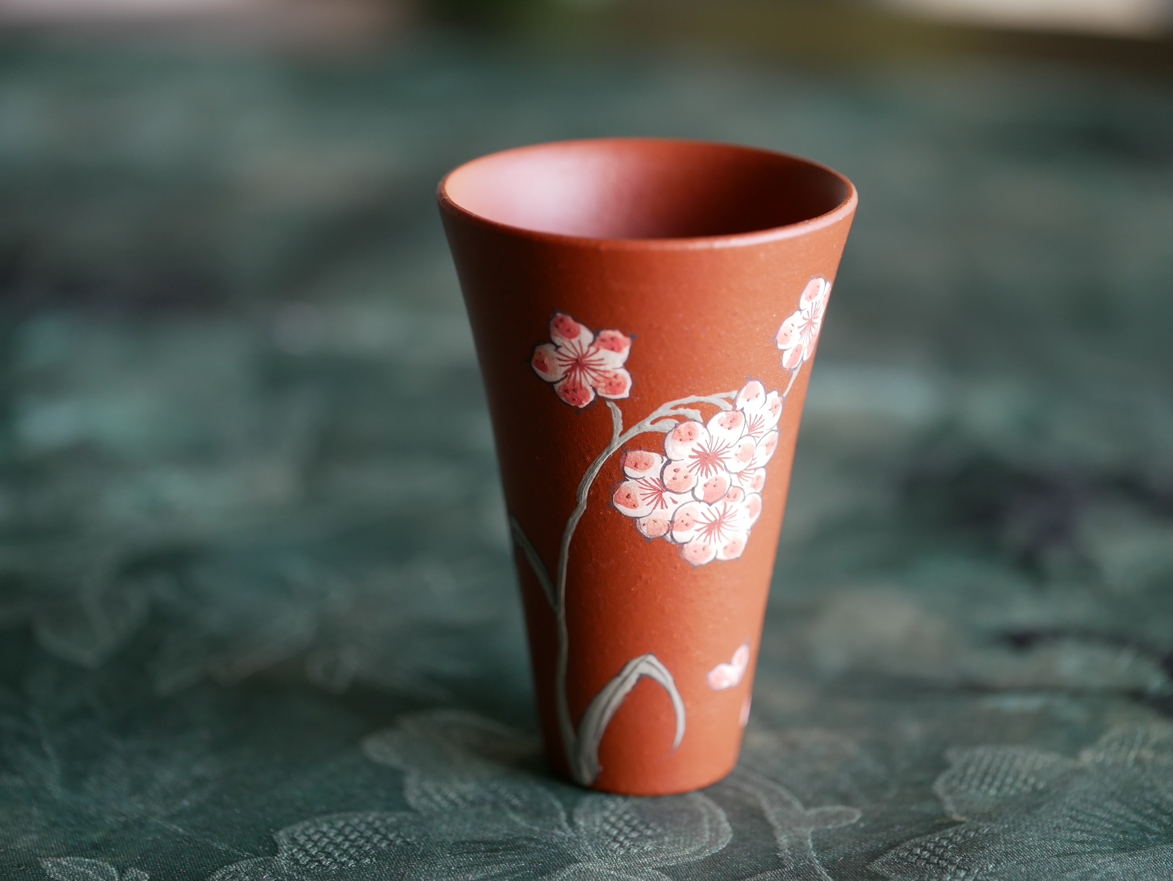 Handpaint Flower Purple Clay Tea Cup