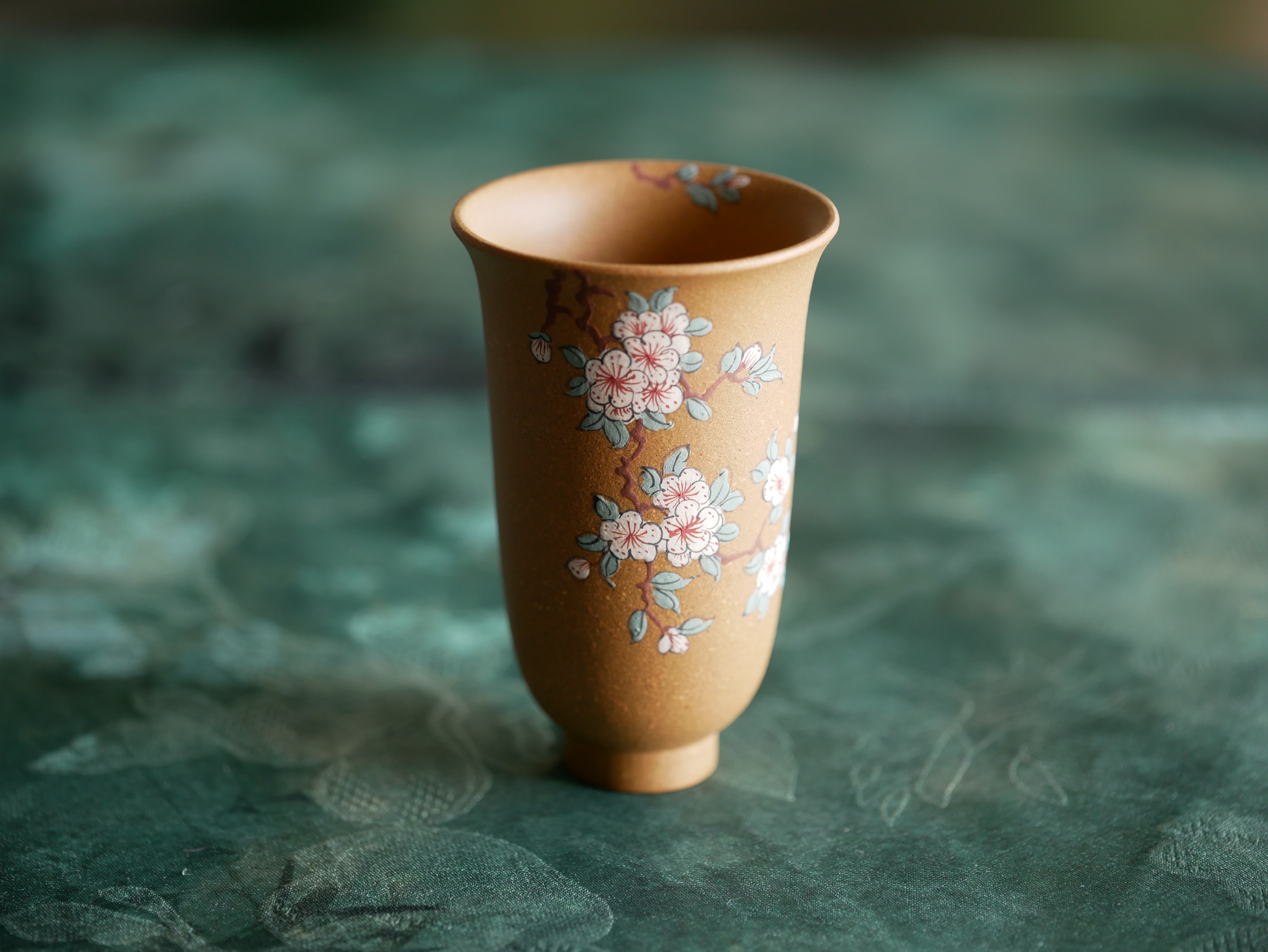 Handpaint Flower Purple Clay Tea Cup