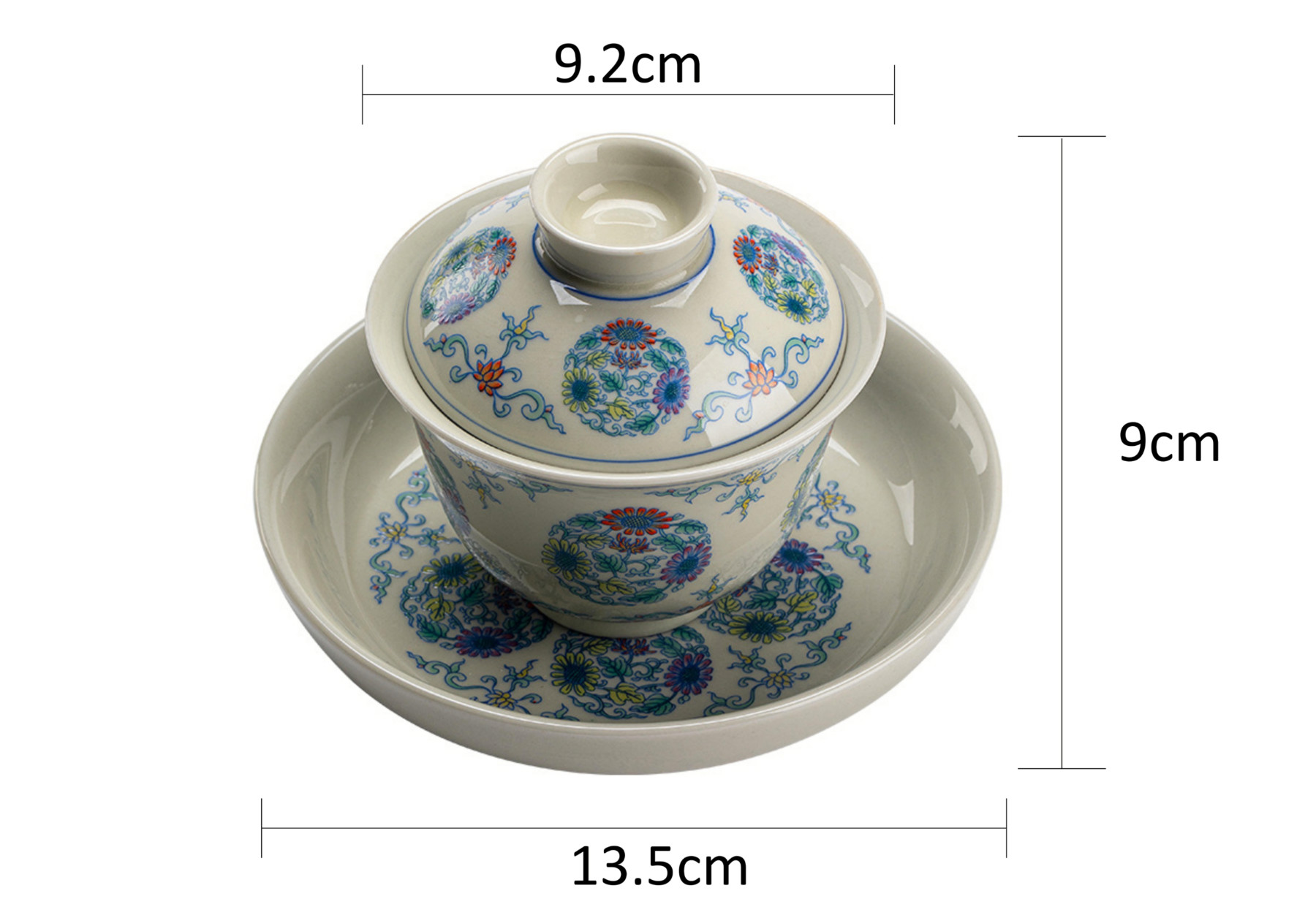 Traditional Blue Lotus Gaiwan with Saucer 150ml
