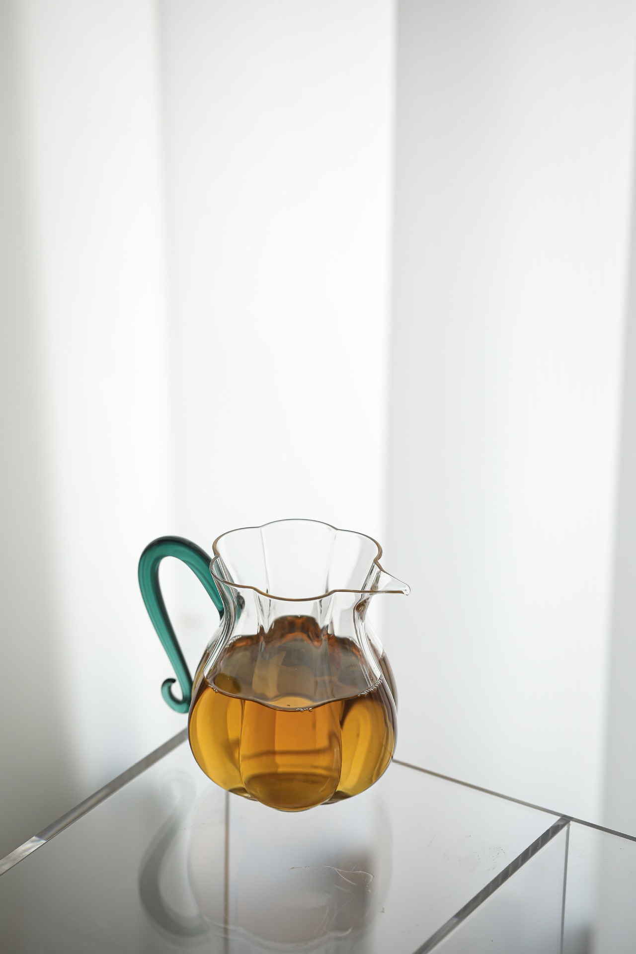 Glass Tea Pitcher with Blue Handle 220ml