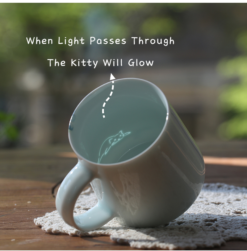 Glow Kitty Mug 360ml Decorated with Wisteria