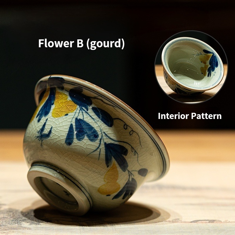 Blue and White Tea Cup Classic Style, 5 Patterns Available, Chinese Kung Fu Tea Cup 120ml