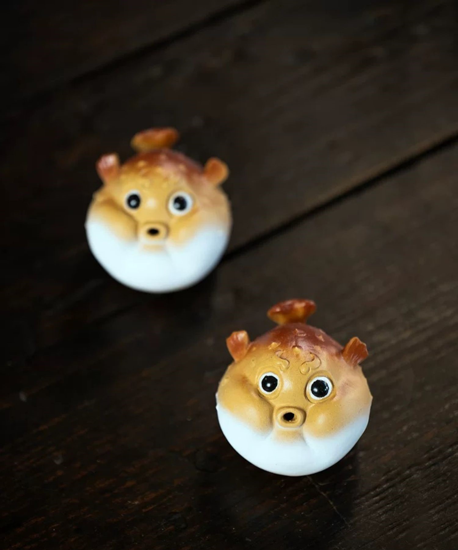 Cute Puffer Figurine, Ceramic Balloonfish Tea Pet/Incense Holder