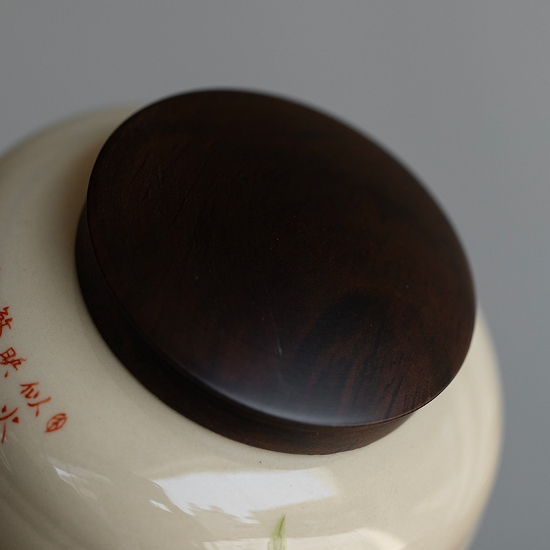 Ceramic Tea Canister 300ml, Ash Grey Glazed with 5 Different Patterns