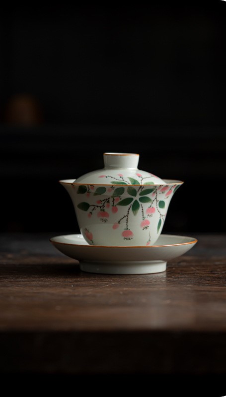 Cute Sweet Gaiwan with Saucer 130ml, Osmanthus/Wisteria/Cherry