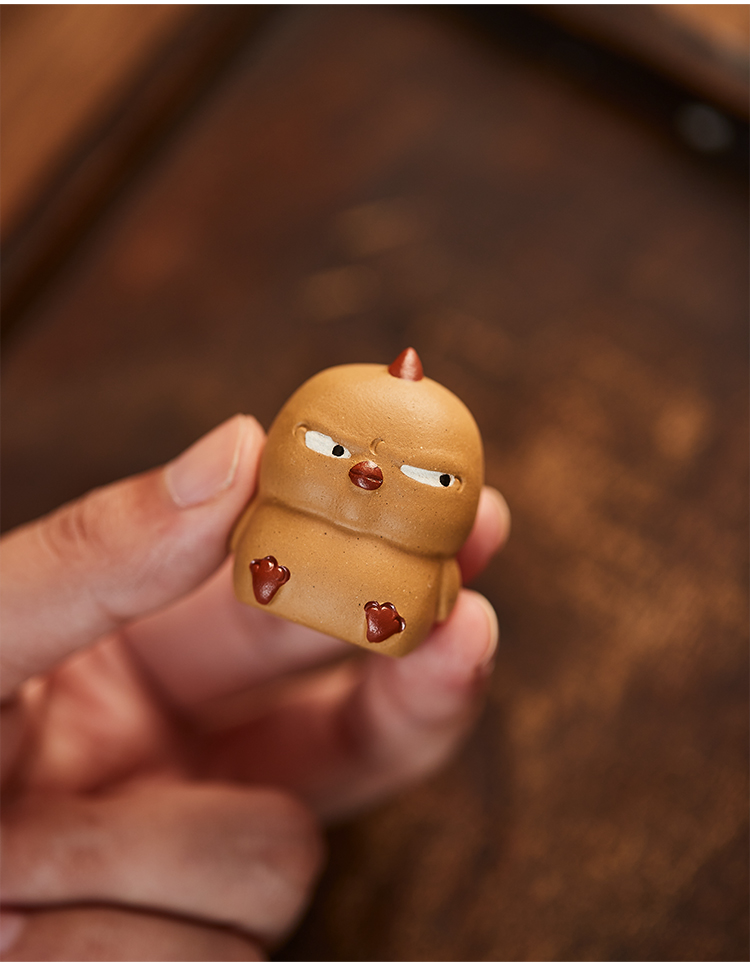 Badass TChicken Family Figurine, Chinese Tea Pet Made of Yixing Zisha
