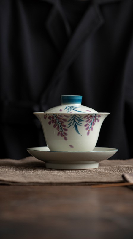 Cute Sweet Gaiwan with Saucer 130ml, Osmanthus/Wisteria/Cherry