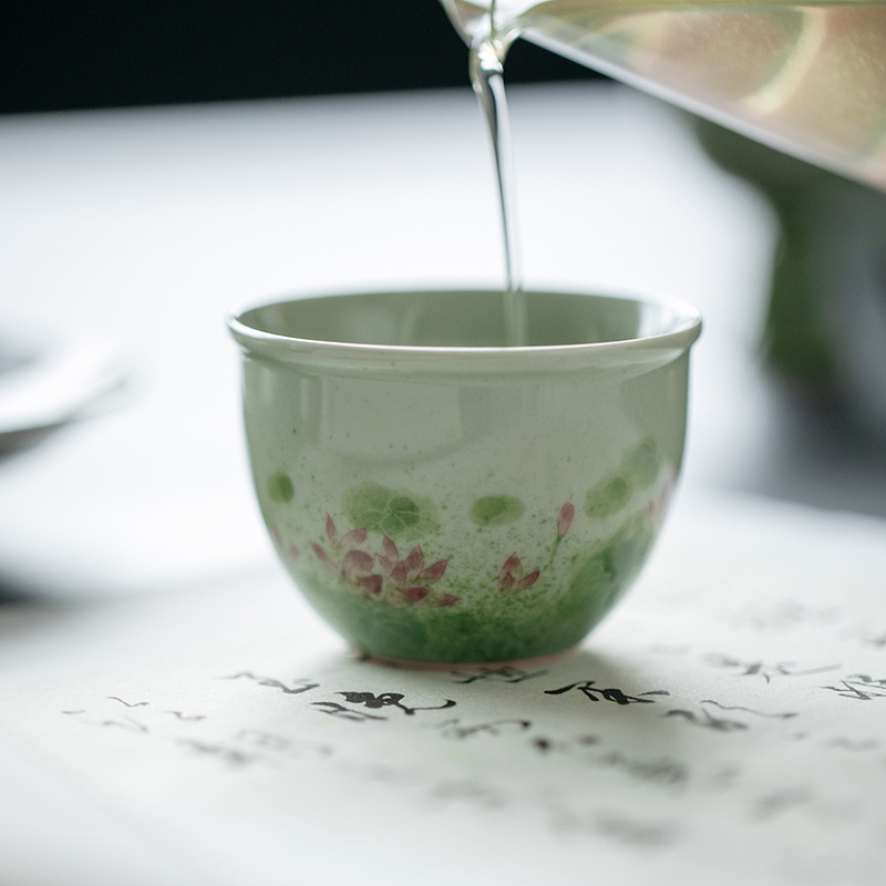 Lotus Tea Cup, Handmade Porcelain Kung Fu Tea Cup 70ml