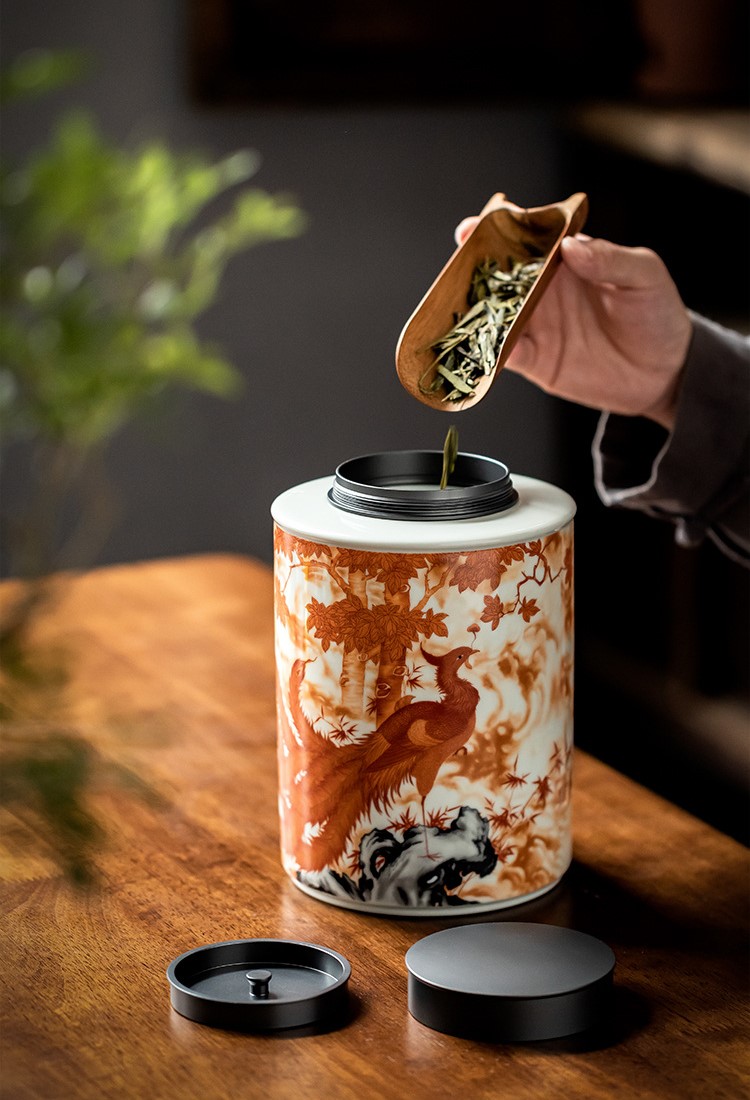 Flaming Phoenix Large Volume Tea Caddy
